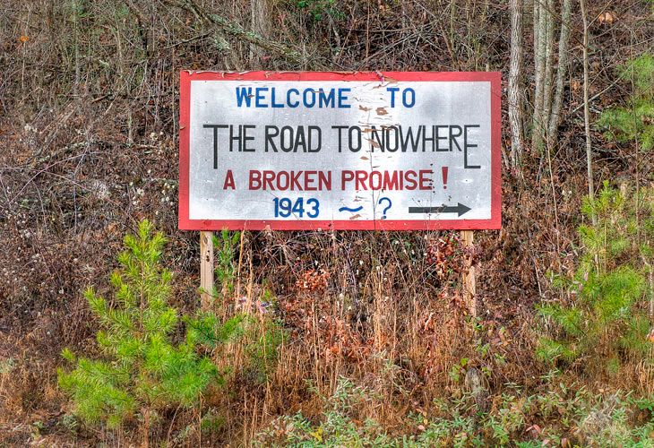 >Road to Nowhere Sign